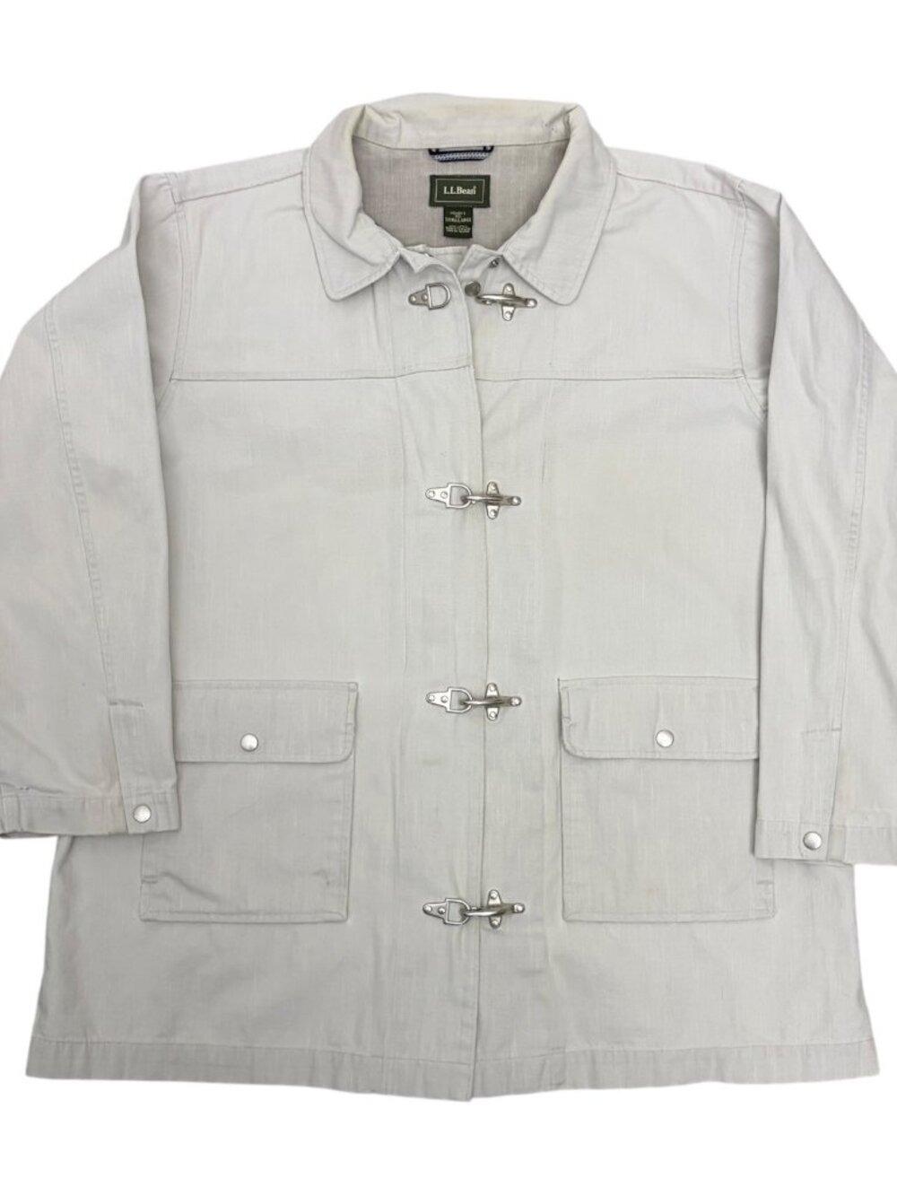 LL BEAN Vintage Chore Coat Jacket Clasp Front Relaxed Fit Coat Womens XL